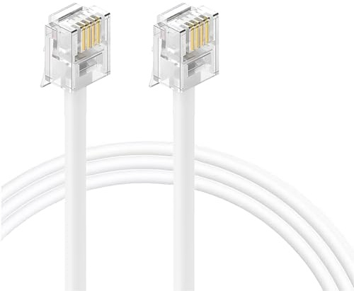 HAWAKA RJ11 telefonkabel, lTelefon RJ11 Modular 6P4C Western Kabel Platt Kontakt Telefonuttag Modem Router Fax ISDN DSL VDSL Internet Svart (WH-2M)