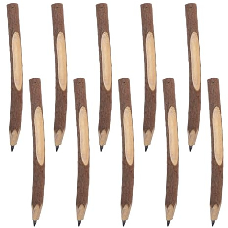 lafomukea 10 stycken trä blyertspennor set, träpennor av grafit, rustik gren, personlig penna, skoltillbehör brevpapper