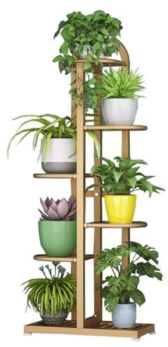 SRHIMEOS Étagère pour Plantes D'intérieur, Support De Plante Exterieur, Escalier À Fleurs en Métal À 6 Niveaux, Étagère De Pot De Fleurs pour Jardin, Terrasse, Salon