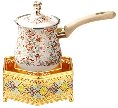 rockible Cafetera Turca con Espuma de Leche Y Mango de Madera, Multiusos, para Derretir Chocolate, Calentador de Leche para Cafeterías, Hogares Y Bares, 720 ml
