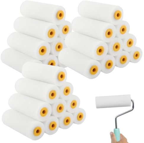 DBALL Set di 30 Rulli per Pittura Rulli in Schiuma da 13 cm x 3.4 cm Realizzati in Schiuma ad Alta Densità Adatti per Superfici Lisce Ideali per La Ristrutturazione di Pareti