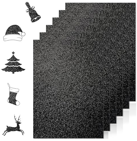 YINUOYOUJIA Black Glitter Cardstock,20 Sheets Premium Glitter Paper for Crafts,8.5 x 11 Heavyweight 250Gsm Glitter Cardstock Paper Sparkling Cardstocks for Cricut,DIY Crafts,Gift Wraps,Christmas
