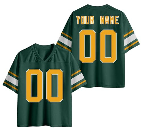 Custom American Football Jersey with Team Name Number, Personalised Short Sleeves Athletic Rugby T-Shirt for Men Women Youth