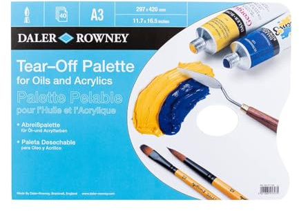 Daler-Rowney Tear Off Palette for Oil & Acrylic A3 Size 40 Sheets | For Professional Artists, Students & Hobbyists
