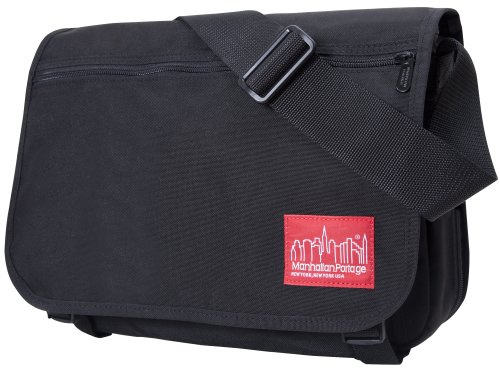 Manhattan Portage Europa Messenger Bag (Medium) Expandable With Laptop Sleeve Water Resistant Luggage Attachment 1000D Cordura For Work College Travel (Black)