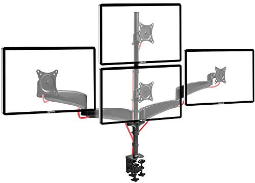 Duronic DM453VX1 Monitorarm, Monitor Halterung 4 Bildschirme bis 27 Zoll, LCD LED Display Ständer bis 6 kg, Höhenverstellbar, Neigbar -90° bis +45°, Drehbar 360°, Monitorhalterung 4fach VESA