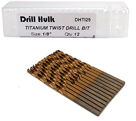 1/8-Inch Titanium Nitride Coated Drill Bit, Jobber Length, Pack of 12