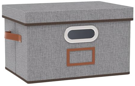 OUTBROS Scatole Portaoggetti con Coperchio, 33 x 23 x 20 cm Contenitori Pieghevoli con Maniglie, Organizzatori per Vestiti salvaspazio (1 Pezzi, Grigio)