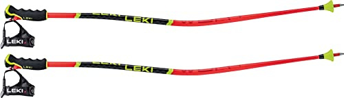 LEKI Wcr Lite Gs - Bastone da sci e tour per bambini, misura 100 cm, colore rosso brillante, nero, giallo fluo
