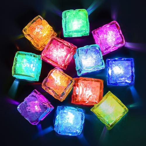 Cubetti di Ghiaccio LED Giocattoli Sensoriali per il Bagnetto dei Bambini Con Luci Colorate e Luminose per Vasca da Bagno 12 Pezzi