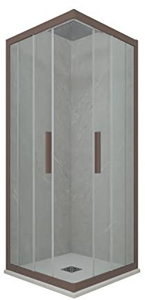 Mampara de ducha angular deslizante 70x90 CM de PVC Chocolate H 200 Vidrio Transparente mod. Kolors