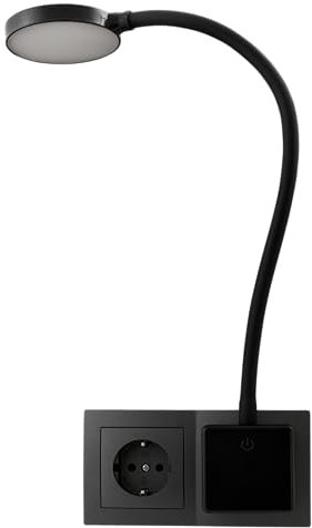 EINLICHT LED Steckdosenlampe Nachttischlampe | Halo | Leselampe Strahler Leuchte 3,3W, 438lm, touchlampe 3 Stufen dimmbar warmweiß 3000K, schwarz