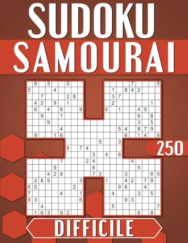 Sudoku Adulte Samouraï Difficile: 250 Grilles Avec Solutions, Cahier d'activités pour Adultes et Seniors.