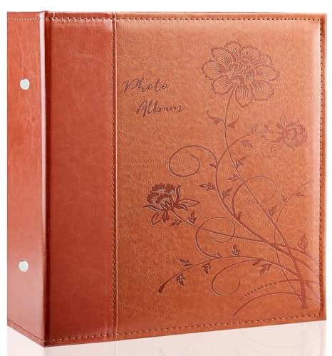 Miaikoe Album photo 10 x 15 cm, pour 600 photos à enfiler, extra grande capacité, couverture en cuir, peut contenir 600 photos horizontales et verticales, 10 x 15 cm, pour mariage, famille, marron
