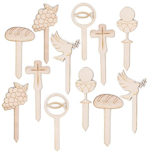 Logbuch-Verlag 12 cupcake-topper, muffin, träplugg för dopnattvard, konfirmation, tårtdekoration, tårtdekoration, kristna symboler, 10 cm