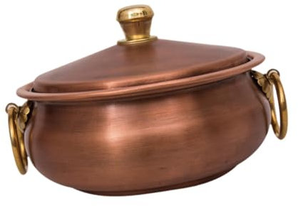 Baoblaze Olla de Cobre Puro, Cacerola Estable y Ligera con Tapa, Utensilios de Cocina multiescenario, cazuela para Regalo, Cordero hervido, hogar, L