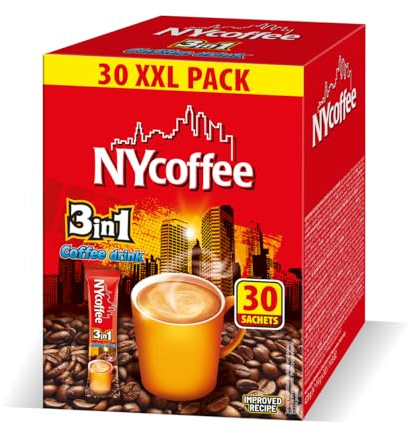 NY coffee 3-in-1 Instant Coffee XXL Pack, 30 Sachets | NEW & Improved Rich Roast Taste! UK Seller | Britain's Favourite Instant Coffee XXL Pack | Quick & Easy Coffee Fix | Perfect For Busy Mornings