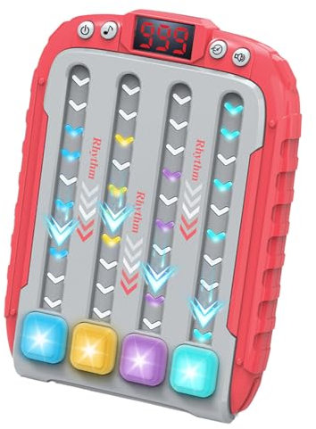 Fullware Electronic Handheld Game Console with Lights & Music Sensory Educational Fidget Travel Toys Birthday Presents for Kids Age 4 5 6 7 8 9 10 Year Old Boy Girl Adults (Red)
