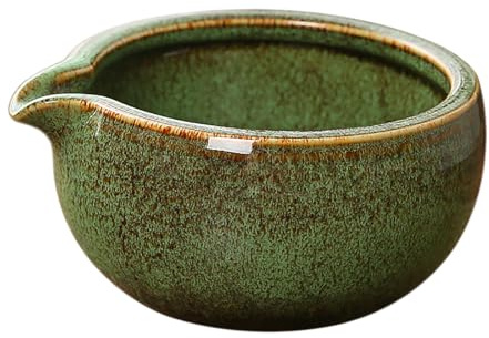 Sizikato Stoneware Porcelain Matcha Bowl with Spout, 5.2 Inch Vintage Ceramic Green Tea Bowl