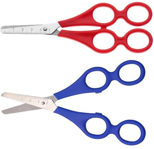 Tijeras Manuales Para Niños,Tijeras Para Estudiantes,Tijera De Cuatro Agujeros,Tijera Hechas A Mano Para Niños,Para Manualidades/Bricolaje/Álbum De Recortes,Azul,Rosa,2PC,Kiuiom