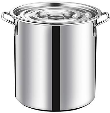 Stew Pot Stockpot Rostfritt stål Stock Pot med lock, Grönsaksgryta, Snabb värmeledning, Lämplig för alla spisar, 10 Storlek, Silver-25cm*25cm(10L)
