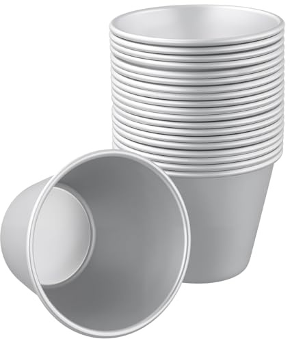 CHUIFAI 20 stycken puddingformar aluminium 140 ml, små puddingformar att falla, mini bakformar metall dariolformar för pudding, kakor, desserter, muffinsformar