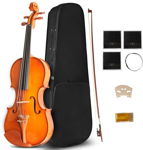Ceciliec Beginner Viola Set (CVA-400) - Solid Wood Acoustic Viola with Hard Case, Bow, Rosin - Perfect for Students, Music Classes & Gifts,16.5 Inch