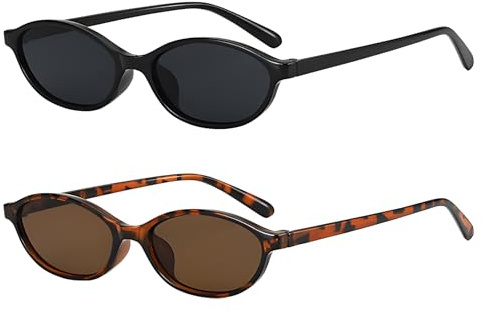 ACKKOR Retro 90-tals Solglasögon för Kvinnor, Smal Design, Vintage Cat Eye Festival