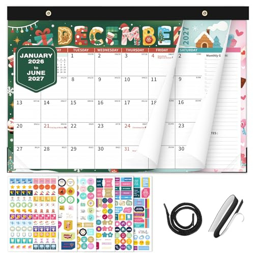 Ospelelf 2026-2027 Calendar Magnetic Desk Wall Desktop Monthly Planner from January 2026 - June 2027 Large To Do Pad with Plastic Cover for Office 17 X 12 Season
