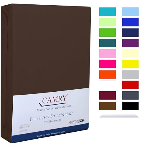 Camry Spannbettlaken 180x200cm - 200x200cm Dunkelbraun Baumwolle Bettlaken Jersey Spannbetttuch Oeko-Tex 100