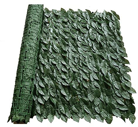 1 Rotolo Recinzioni Decorative, Finta Erba Artificiale Recinzione, Artificiale Recinzione in Plastica, Giardino Decorazioni, Protezione UV, per Interni All'aperto(Foglia verde scuro, 0.5x3 M)