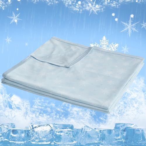 CHOSHOME Cooling Blanket for Hot Sleepers, Arc-Chill Q-Max>0.5 Cool Fibre Summer Throw for Night Sweats, Double-Sided Cooling Blanket for Adults Kids Menopause, King Size, Snowflake Blue, 200x220cm