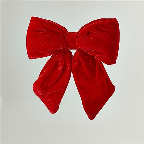 EDG Enzo De Gasperi Addobbo Fiocco Medio Imbottito in Velluto Rosso 28x30cm Decorazione Natalizia