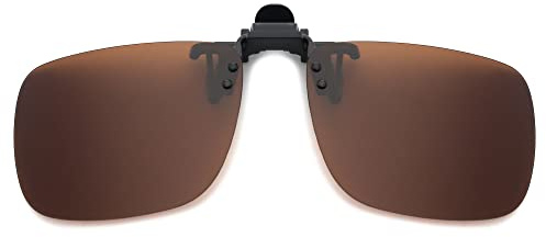 JM Clip Occhiali da Sole Polarizzata con Lenti Flip Up Senza Montatura per Occhiali da Vista Marrone