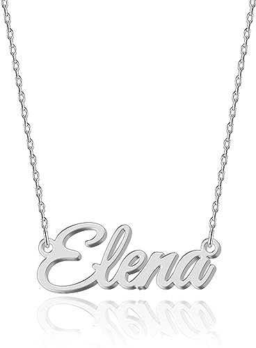 UMAGICBOX Collana in Argento Personalizzata con Nome Elena - Pendente in Acciaio Inossidabile Inciso su Misura per Donne - Regalo per Compleanni, Anniversari, Lauree e San Valentino