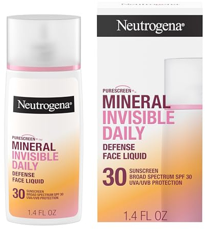 Neutrogena Purescreen+ Invisible Daily Defense Mineral Sunscreen for Face with SPF 30, Broad Spectrum Mineral Sunscreen with Vitamin E, Water Resistant, Fragrance-Free, 1.4 fl. oz