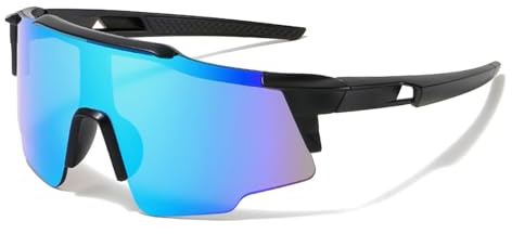 LOJUDI Sports Kids Sunglasses Boys Girls - Cycling Childrens Sunglasses for UV400 Protection-Blue Mirrored