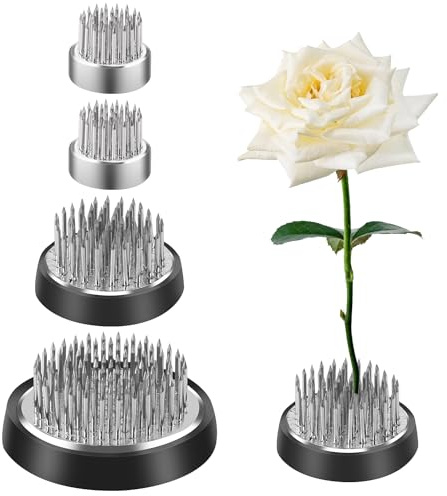 Fzyisw 4 stycken blommor groda rostfritt stål, rund kenzan blomarrangemangshållare, blomigel, plug-in blommor, blomma groda, Ikebana Kenzan för trädgård hotell dekoration konst hem liv
