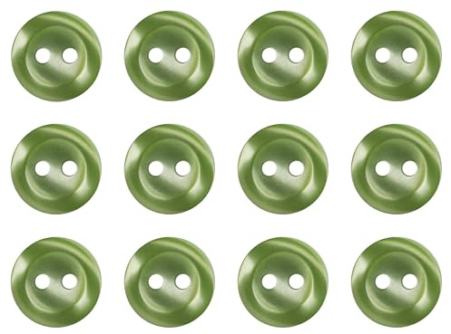 Lot de 12 boutons ronds en plastique à coudre pour chemises, chemisiers, plats et nacrés Vert 11 mm 18 L