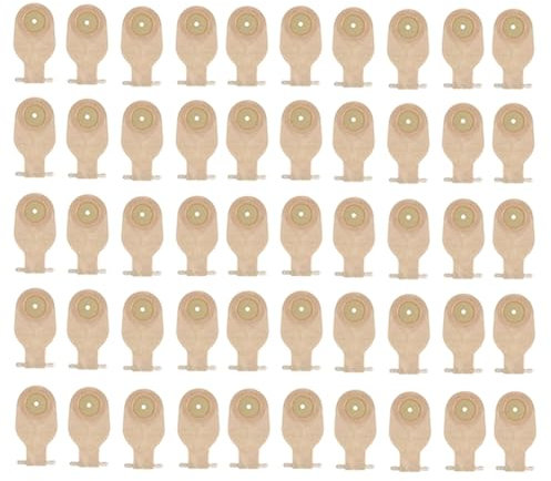 Junterone 50 Pièces de Stomie Pochettes Vidables en une Seule Pièce pour Colostomie Iléostomie Soins de Stomie 20-60mm de Colostomie avec Valve de Vidange