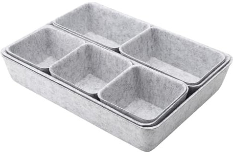 DAWRIS 8 pezzi, organizer per cassetti, in feltro, impilabile, 4 misure, grigio, per scrivania, cassettiera, armadio e armadietto