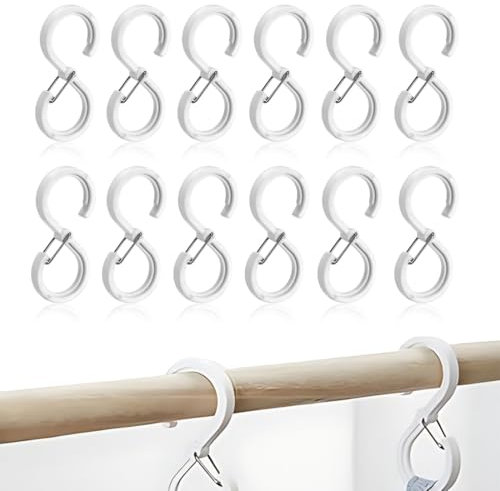 Crochet en S Plastique, XURJUMI 12 pièces Anti-Drop en S, Crochet de Suspension Multifonction avec Boucle de Sécurité, pour Chambre Cuisine Salle de Bain Bureau