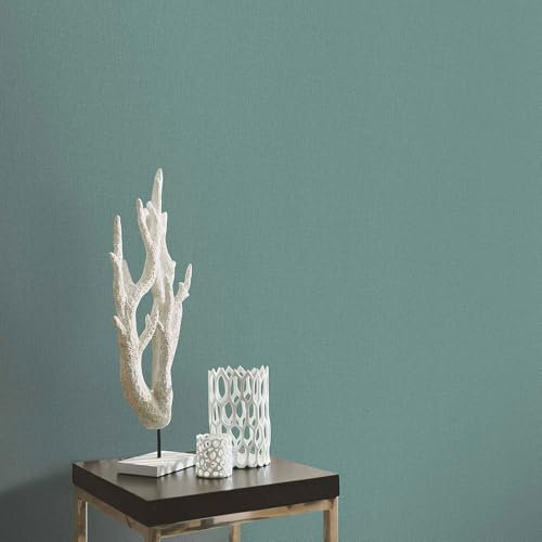 Erismann 10444-07 Elle Papier peint intissé, aspect lin, structure textile unie, vert