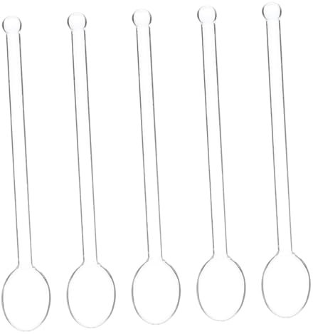 MOTHNUR 5 Pezzi Cucchiaio alto in borosilicato cucchiaio da bar miscelatore misurini palettine caffe palette per caffe cucchiaini da espresso cucchiaini da caffè a manico lungo Bicchiere