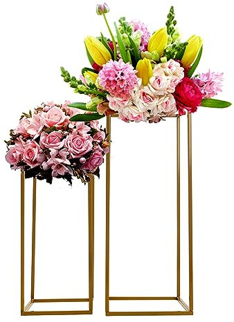 HOARLICN Columna de flores, columna decorativa barra decorativa para mesa cuatro estantes grandes diferentes de hierro con base de color para decoraciones de bodas, fiestas, cumpleaños