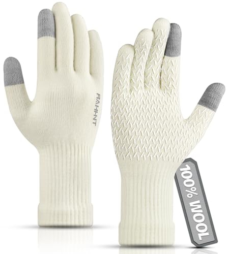 Rahhint Guanti Invernali Touch Screen Antiscivolo Termici Donna Uomo Miscela Lana Merino e Alpaca Lightweight Freddo Sottili Running Smartphone