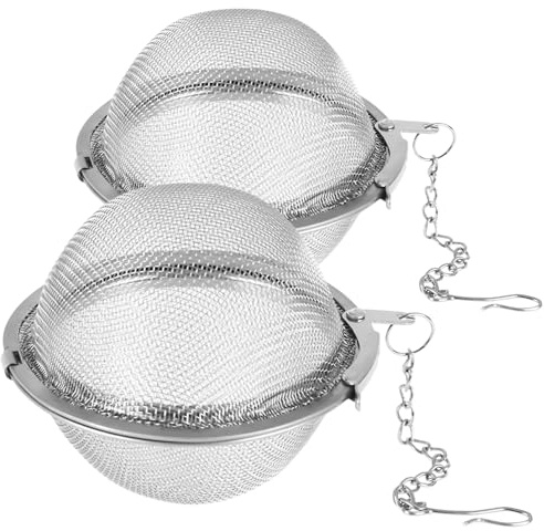 2 Pack Stainless Steel Tea Strainer, Loose Tea Infuser Ball - with Extended Chain Hook, Fine Mesh Tea Strainer for Loose Leaf Tea, Spices and Herbs