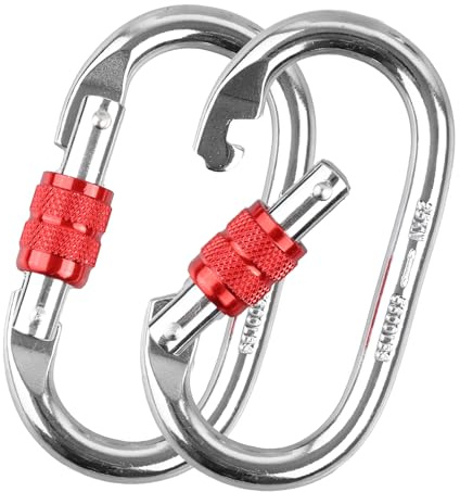 EUREKORA 2 Stück Karabinerhaken 25KN 2500 Kg Belastbarkeit Karabiner O-förmige Schwerlast Sicherheitskarabiner Edelstahl Klettern für Yoga Hängematte Camping Schaukel Wandern
