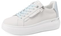 QUEEN HELENA Sneakers in Vera Pelle Scarpe da Ginnastica Platform Casual Donna QH9003 (QH9001 Bianco e Blu, Sistema Taglie Calzature EU, Adulto, Donna, Numero, Media, 36)