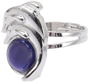 SECFOU Bague D'humeur Ajustable Fêtes de Fin D'année et Saint-valentin Changeant de Couleur en Alliage de Zinc Acrylique Style Chic et Élégant